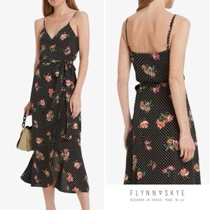 Flynn Skye Nikki Wrap Midi Dress Rain Check Black XS EUC